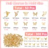 350 Pcs Gold Nail Charms and Gems, 10 Styles 3D