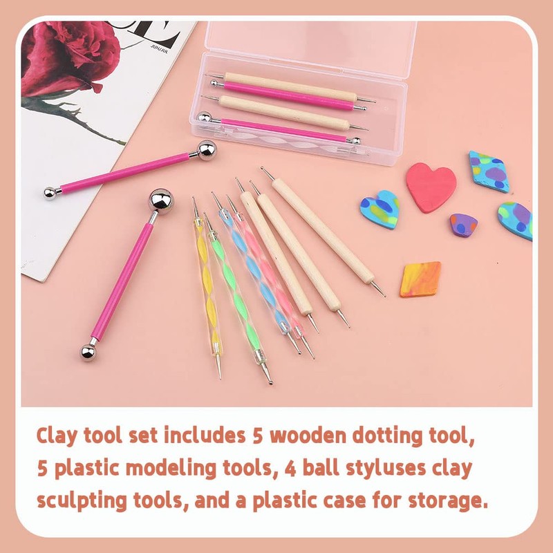14 PCS Dotting Tools Ball Styluses with Box, Dotting Tools