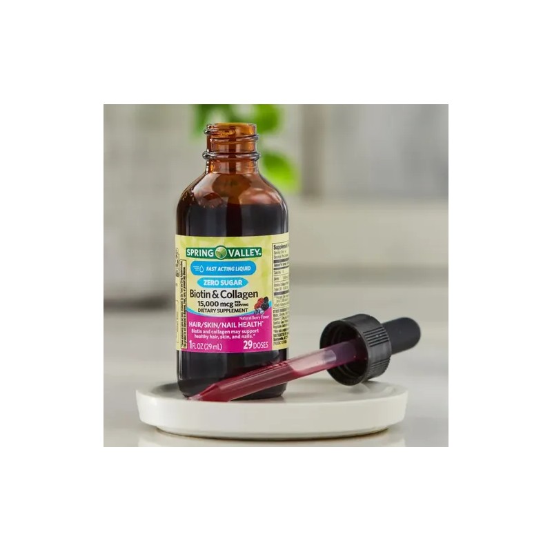 Biotina y Colágeno Líquido de Spring Valley para Piel, Cabello