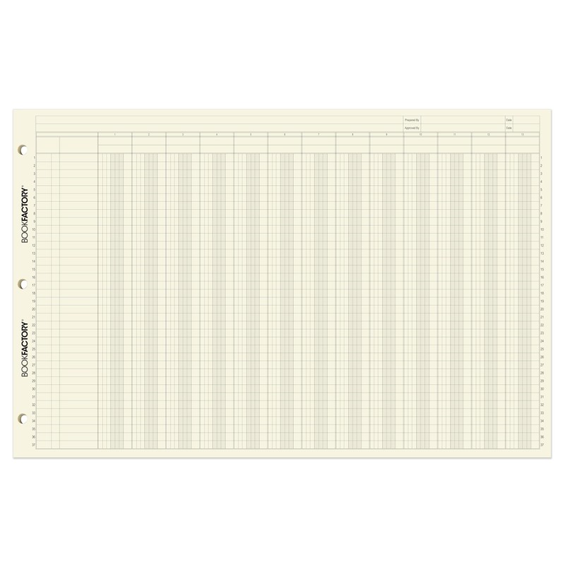 BookFactory Ledger Pad/Large 13 Column Accounting Ledger Columnar (Thirteen Columns)
