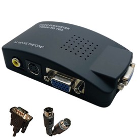 M MAKETHEONE - Adaptador RCA a VGA, compuesto AV S-Video RCA entrada a VGA hembra convertidor, transferencia de señal gráfica de vídeo desde CCTV, PC, portátil, DVR, VCR, TVBox a VGA Monitor proyector