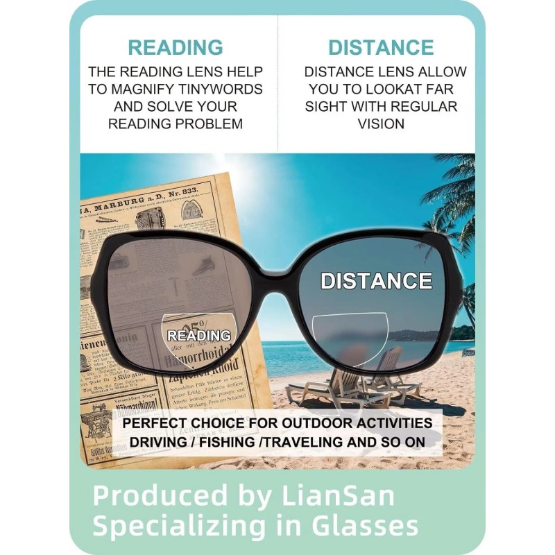 LianSan 2Pack Women Sun Readers,Readin