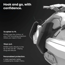 MISSION Boat Gear Ronin PWC Fenders 2 Pack, Jet Ski Bumpers for Docking, Jet Ski Fenders with Secure Rub Rail Grip and Knotless Strap System, Non Marking Marine Foam Dock Bumpers (Obsidian Black)