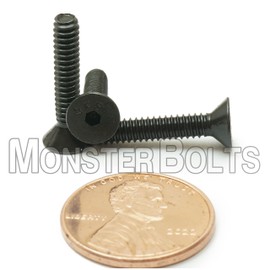 MonsterBolts - #6-32 x 3/4" Flat Head Socket Cap Screws, ASTM F8356, Alloy Steel, Black Oxide, 10 Pack