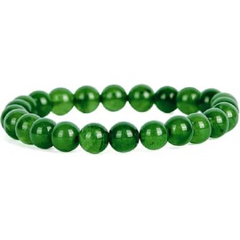 Green Bracelet for Women and Men Imitation jade bracelet with round beads (Green, One Size（8MM）)