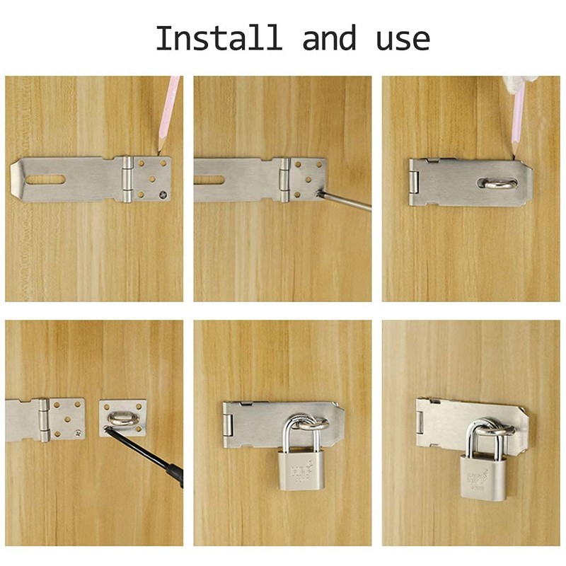 2 Sets Door Padlock Hasp Heavy Duty Stainless Steel Padlock