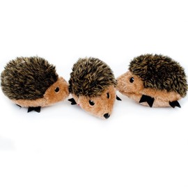 ZippyPaws - Woodland Friends Burrow, Interactive Squeaky Hide and Seek Plush Dog Toy - Hedgehog Miniz, 3 Pack