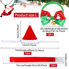 Christmas Dog Costume, Dog Cat Christmas Hat, Pet Adjustable Christmas Hat, Dog Christmas Costume, Christmas Cat Costume, Dog Costume, Christmas Hat, Bow Tie, Collar Neckerchief