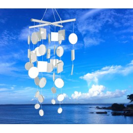 Woodstock Chimes Asli Arts Collection, Mirror Chime, Medium (20'') Capiz Wind Chimes for Outdoor, Patio, Home or Garden Décor (C125)