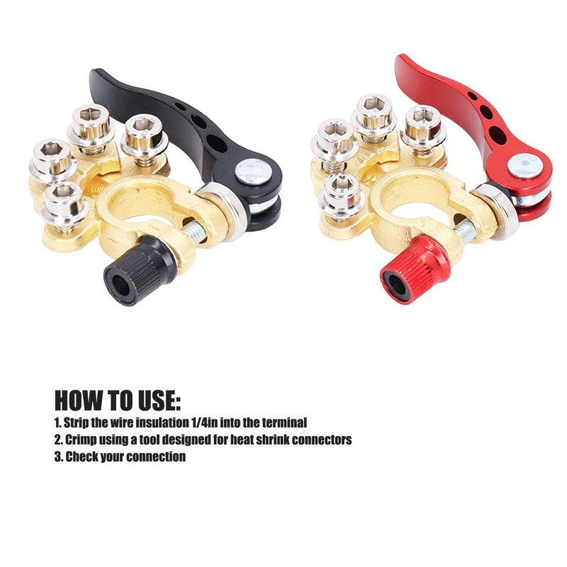 2Pcs Battery Terminal Connectors Car Disconnect 4 Way Positive Negative