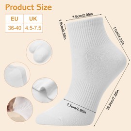 Zuimei 6 Pairs White Socks Women Ankle Socks Trainer Socks White Ankle Socks Womens Sport Socks Breathable Athletic Socks White Sport Socks for Women Girls Sports Casual Business School Work