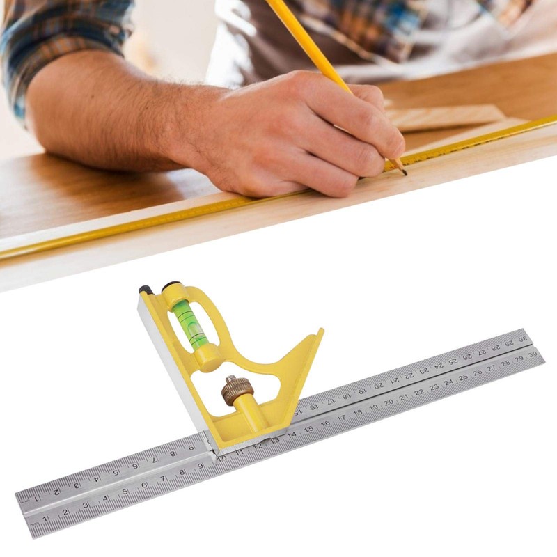 Combination Square, Stainless Steel Combination Square Adjustable Length for Woodworking
