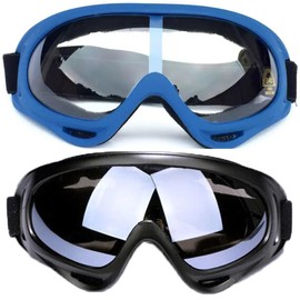 Ski Goggles,Unisex Snow Goggles Windproof 100% UV Protection Safety Goggles Impact Resistant Sealed Protective Work Glasses Over Spectacles for Construction, Lab, Welding, Cycling,Blue Black