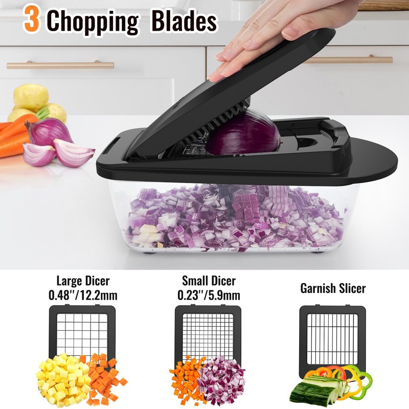 8 Blade All-in-1 Vegetable Chopper Mandoline Slicer with Container, Food