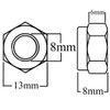 M8 Nyloc Locking Hex Nuts Metal Steel Sheet Zinc Plated