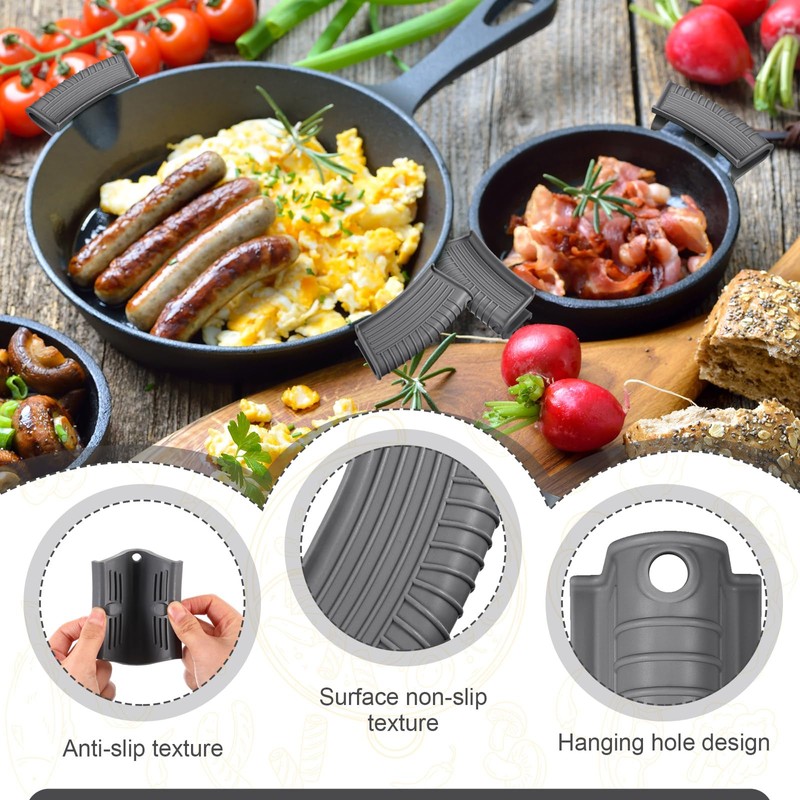 Patelai 4 Pcs Silicone Assist Hot Pan Handle Holder Pot
