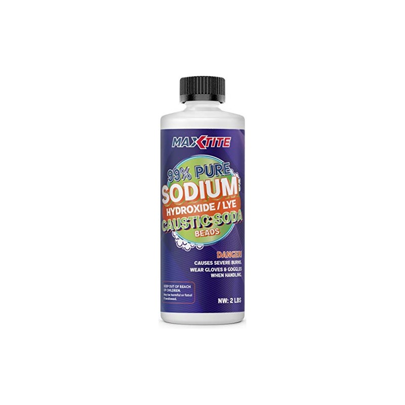 MAXTITE Sodium Hydroxide (Caustic Soda Beads) Lye 99% Pure (2lbs)