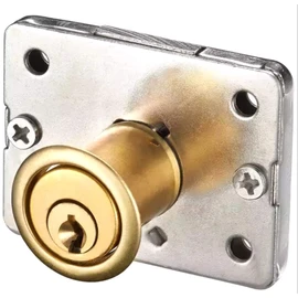 SAUTOP Cabinet Lock - 1Set Carbon Steel Solid Rectangle Base Screw Fixed Security Wardrobe Copper Lock with Key Cabinet Locker Furniture Hardware Lock