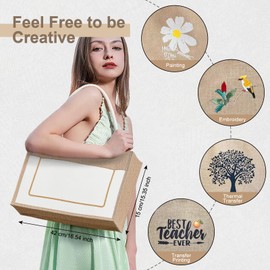 8 pcs Reusable Jute Tote Bags Bulk with Handles, 16.53 x 12.63 x 5.53 inch Natural Gift Burlap Tote bags Bulk for Grocery Shopping Weddings Travel Beach,Bachelorette Parties & DIY Embroidery