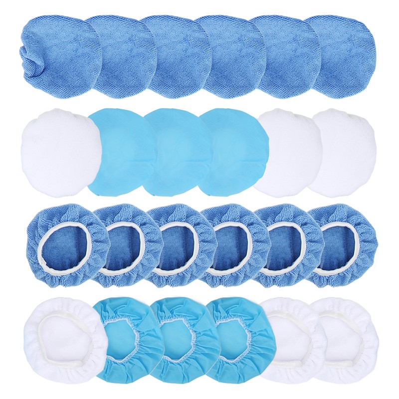 24 Packs Polishing Bonnet 6in/150mm Microfiber Nonwoven Cotton Buffing Pads
