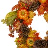Orange Pumpkins, Pine Cones and Berries Fall Harvest Wreath -
