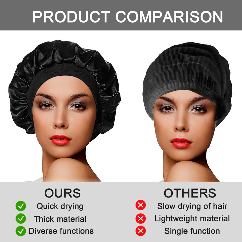 AYNKH Towel Lined Shower Cap, Microfiber Terry Cloth Silky Satin