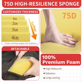 Amgo 19" x 19" Custom Size Bench Cushion for Indoor/Outdoor Furniture/Chair/Window Seat, Premium 75D High-Resilience Foam Waterproof (3 Inch Thick)