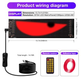 2PCs Customizable Devil Eye LED Lights for Cars & Trucks - Ultra-Thin Flexible Display, Remote & Bluetooth APP Control, Waterproof & Easy to Install