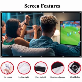 Yingstar Portable Projector Screen 120 Inch Projection Screens Outdoor Projector Screen Garden Outdoor Movie Cinema Screen 16:9 HD Foldable Projector Screen Home Camping Theater TV Projector Screen