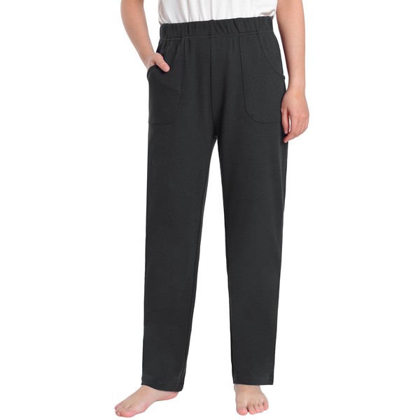 Weintee Women's Petite Elastic Waist Knit Pants S Black