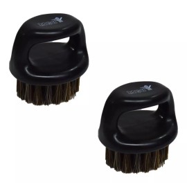 MC8 2 Cepillo Barba Con Agarradera Anillo Barberia Corte Chico Color Negro