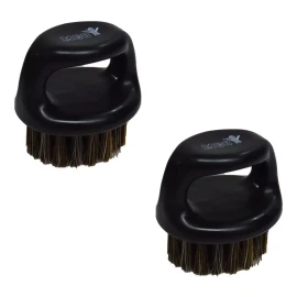 MC8 2 Cepillo Barba Con Agarradera Anillo Barberia Corte Chico Color Negro