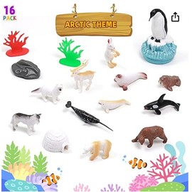 UNIQUE KIDS Mini Arctic Animals Figurine Creatures in Tube 15 pcs Set | Realistic Tiny Little Animals for Sensory Bin, Birthday Party Favor, Toddler 3-5 (Arctic Animals)