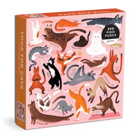 Galison - Rompecabezas de Yoga para Gatos de 500 Piezas Rompecabezas de 20 x 20 Pulgadas, Obras de Arte Brillantes y atrevidas, Piezas Gruesas y Resistentes, para Amantes de los Gatos