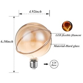 Sunaiony - Bombilla decorativa grande de globo LED regulable de 40 vatios equivalentes, bombillas redondas grandes únicas de 4 W, 2200 K,...