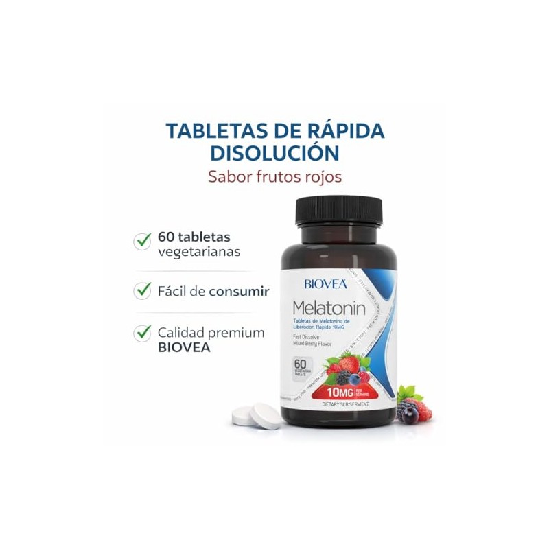 Biovea Suplemento para un Mejor Descanso 60 Tabletas Sabor Frutos