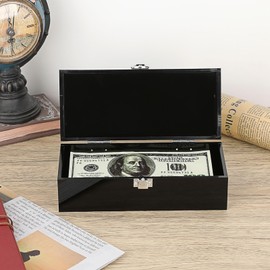 Hipiwe Cash Box Money Holder Black Cash Organizer Money Storage Box Single Row Currency Tray Acrylic Piggy Bank for Cash Storage with Secure Latch
