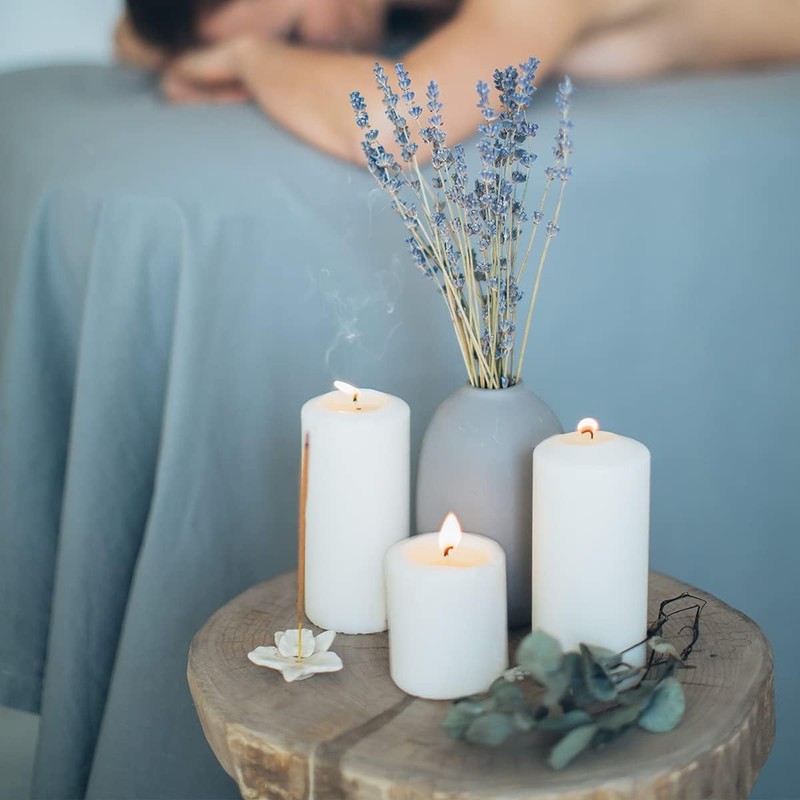4 Pack White Pillar Candles, 2x4 Inch, Long-Lasting, Dripless and