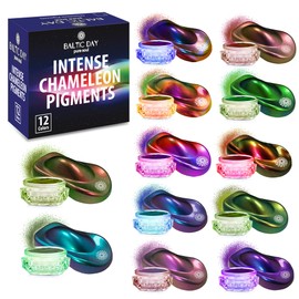 Intense Chameleon Mica Powder, 12 Hypershift Pigment Set - Ultra Fine Color Shift Mica Powder for Epoxy Resin Crafts & Tumblers, Paint - Chrome Powder for Chameleon Nail, Soap Making