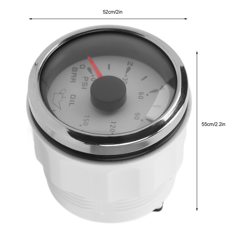 Oil Pressure Gauge Pointer 52mm/2.0in 10‑184Ω Colourful Backlight Adjustable Universal