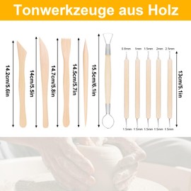 10 Piece Modelling Tool Clay Set, Pottery Tool, Polymer Clay Sculpting Tools, Wooden Carving Professionals and Beginners Clay Modelling Tools for DIY Crafts Modelling Shaping Carving