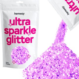 Hemway Premium Ultra Sparkle Glitter Multi Purpose Metallic Flake for Arts Crafts Nails Cosmetics Resin Festival Face Hair - Lavender Purple - Extra Chunky (1/24" 0.040" 1mm) 100g / 3.5oz
