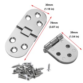Antrader 4-Pack Silver Butler Tray Hinge 180 Degree Heavy Duty Flip Top Hinge for Folding Tables, 3.1"x1.1" with 24 Screws