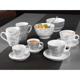 Ritzenhoff & Breker Cornello Espresso Set, 2 Cups & 2 Saucers, Grey, 80 ml