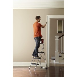 Cosco 11408PBL1E Three Big Folding Step Stool with Rubber Hand Grip, Platinum