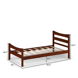 DORTALA Twin Bed Frame, Wood Platform Bed with Headboard & Footboard, Slat Support for Bedroom Dorm Boys Girls Teens and Adults, Wood Bed Mattress Foundation, No Box Spring Neede, Walnut