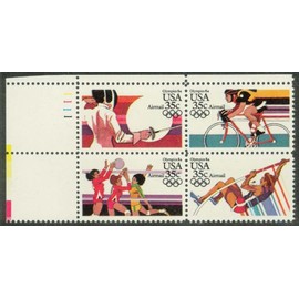 1983 Olympics Mint Plate Block Complete Set: Fencing, Cycling, Volleyball, Pole Vault, Scott C109-C112, C112a