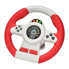 MagiDeal Steering Wheel Toy Pretend Play Electric Multifunctional with Music and Light Car Driving Toy for Preschool Ages 2 3 4 Years, red with base