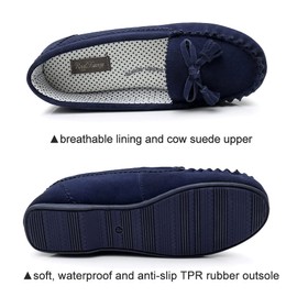 Real Fancy Moccasin Slippers for Women Flat Casual Comfortable Loafer Shoes Womens Moccasin Slippers Spring Driving Moccasins Shoes (9 B(M) US, Navy)