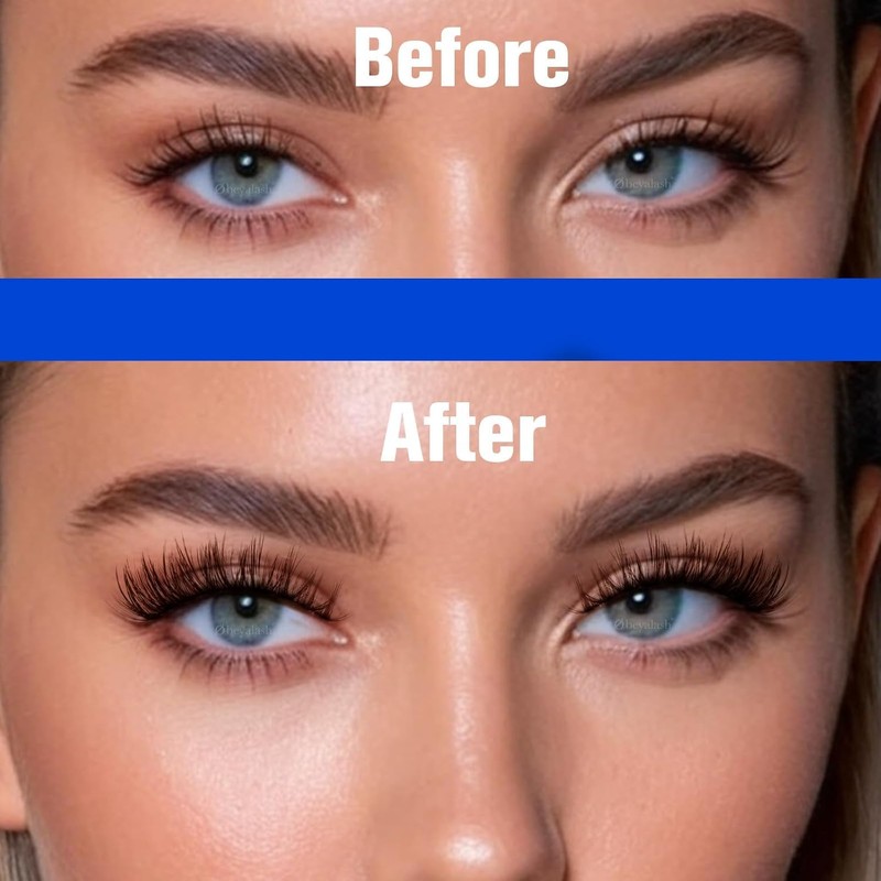 Obeyalash Brown Eyelashes, Cat Eye Lashes, 3D Fluffy Eyelashes, Natural